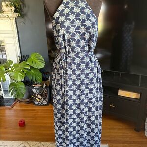 Donna Morgan Navy and White Floral Maxi Dress